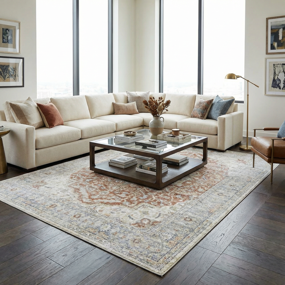 Emke Flat Pile Washable Rug - Clearance
