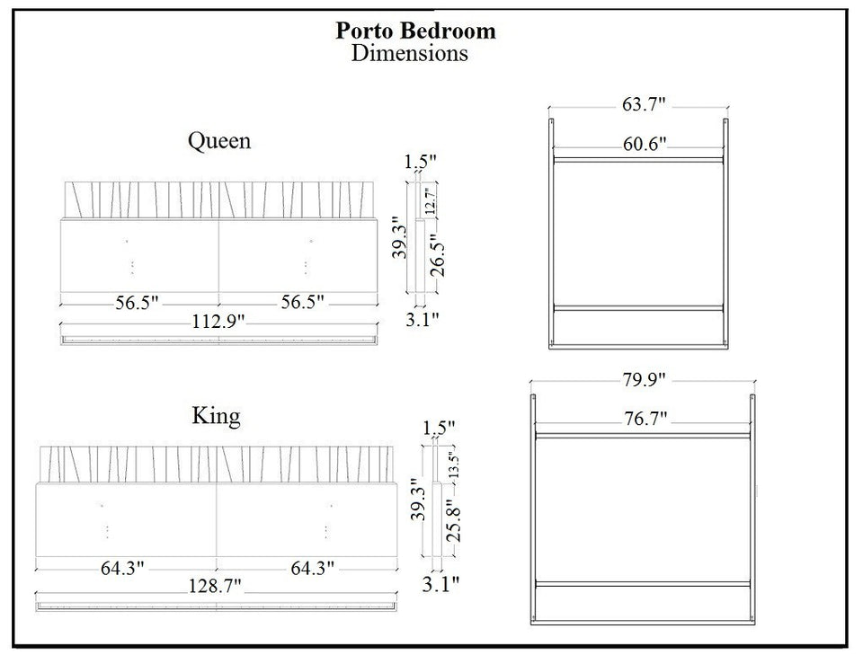 Porto Premium Bedroom Set in Grey