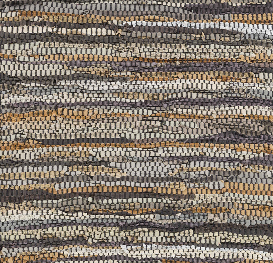 Hand Woven Leather Rag Rug - Clearance