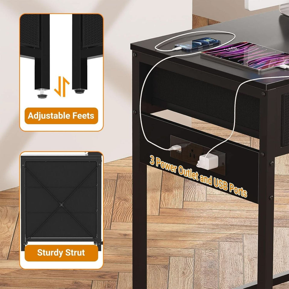 Reversible Computer Desk With Drawers And USB Ports