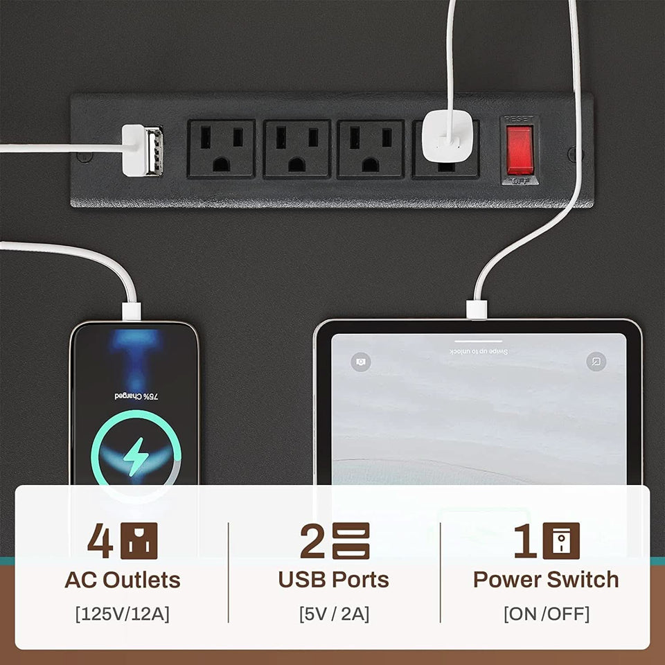Reversible L Shaped Gaming Desk With Power Outlet