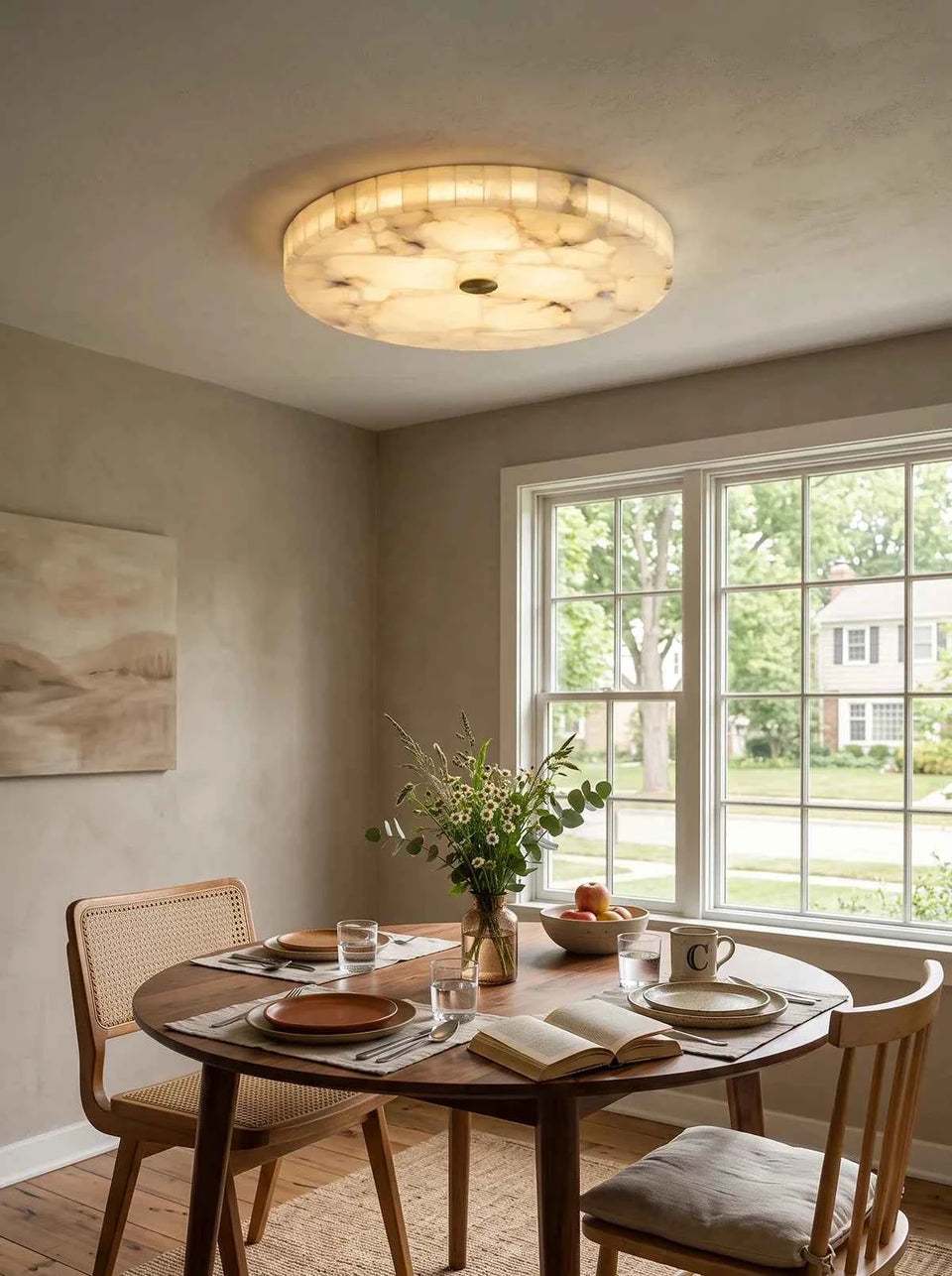 Alabaster Round Ceiling Lamp