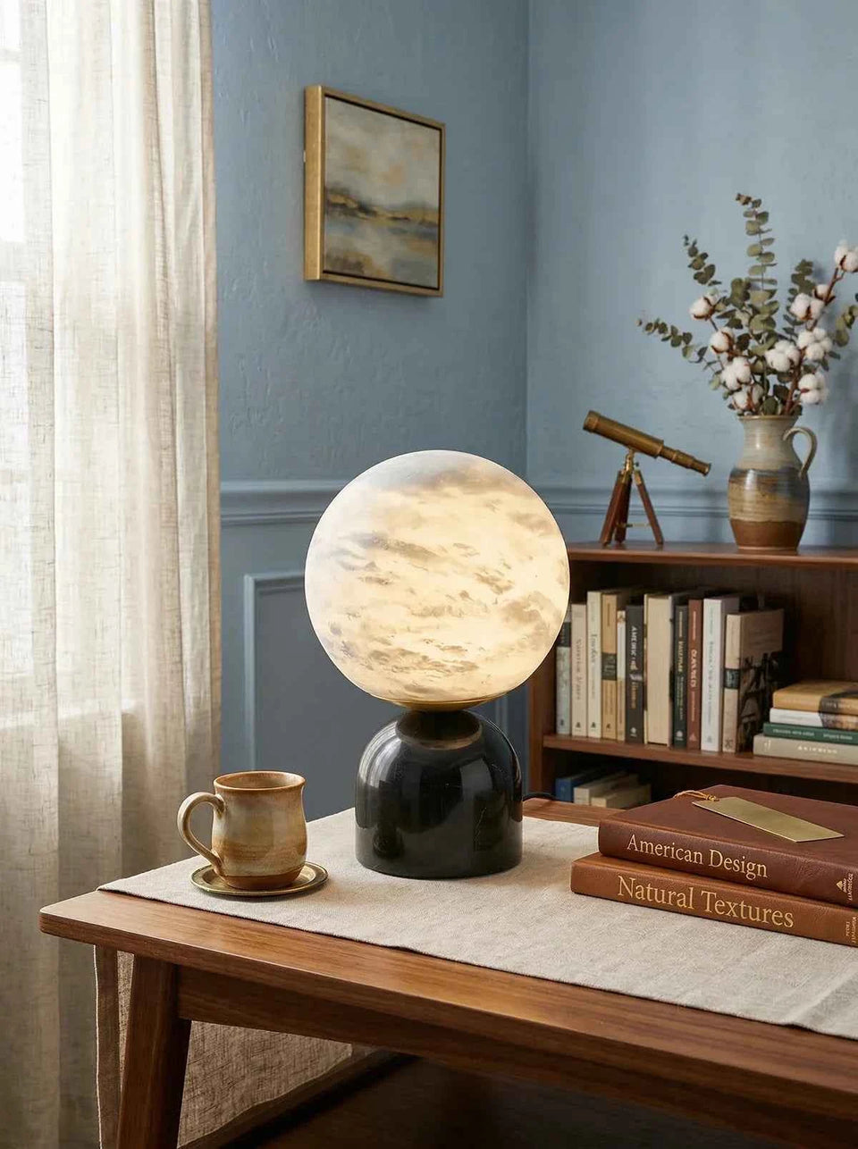 Round Alabaster Table Lamp