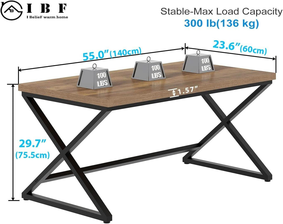 Rustic Oak 55 Inch Computer Desk For Home Office Modern