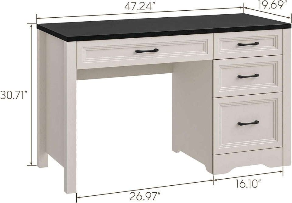 Rustic Farmhouse Executive Desk with Ample Storage Drawers