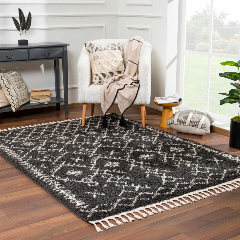 Thetford Black Berber Shag Rug - Clearance