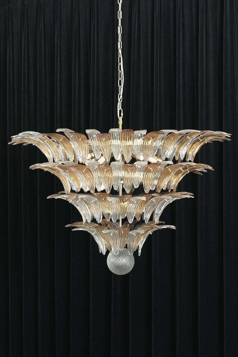 Sabal Amber Clear Glass Palm Leaf Chandelier