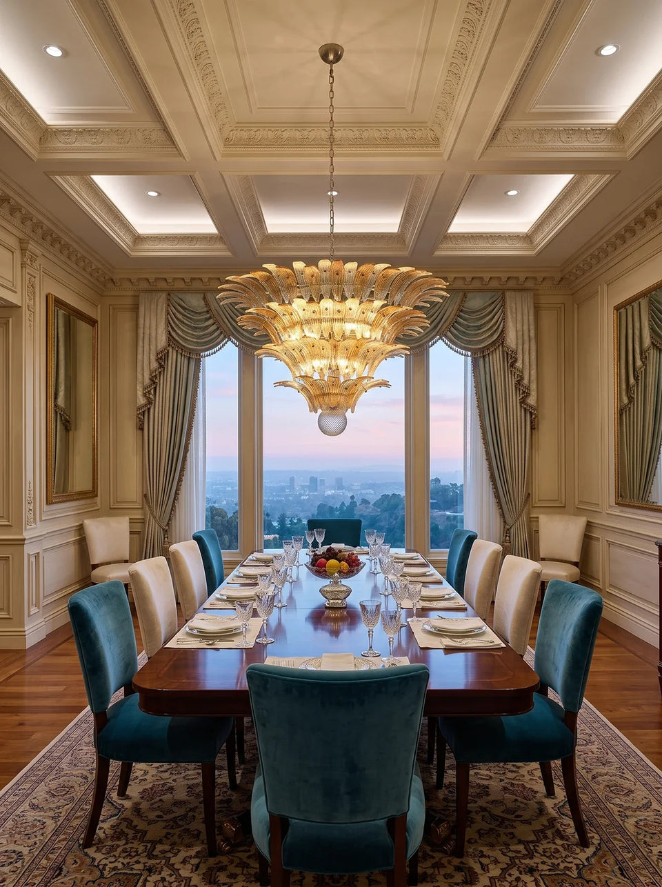 Sabal Amber Clear Glass Palm Leaf Chandelier