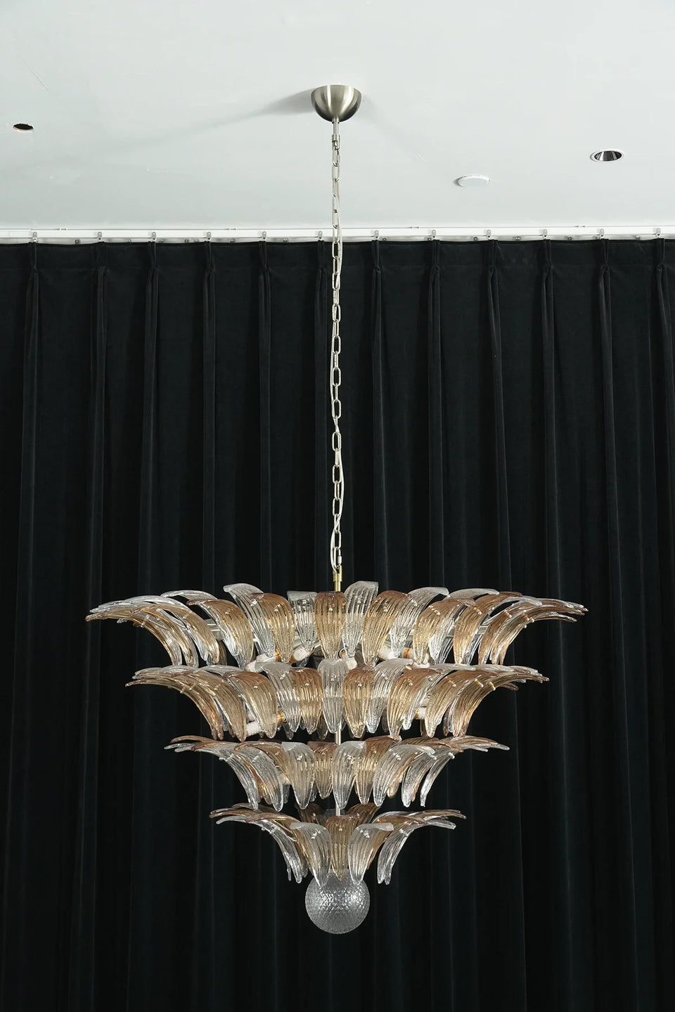 Sabal Amber Clear Glass Palm Leaf Chandelier