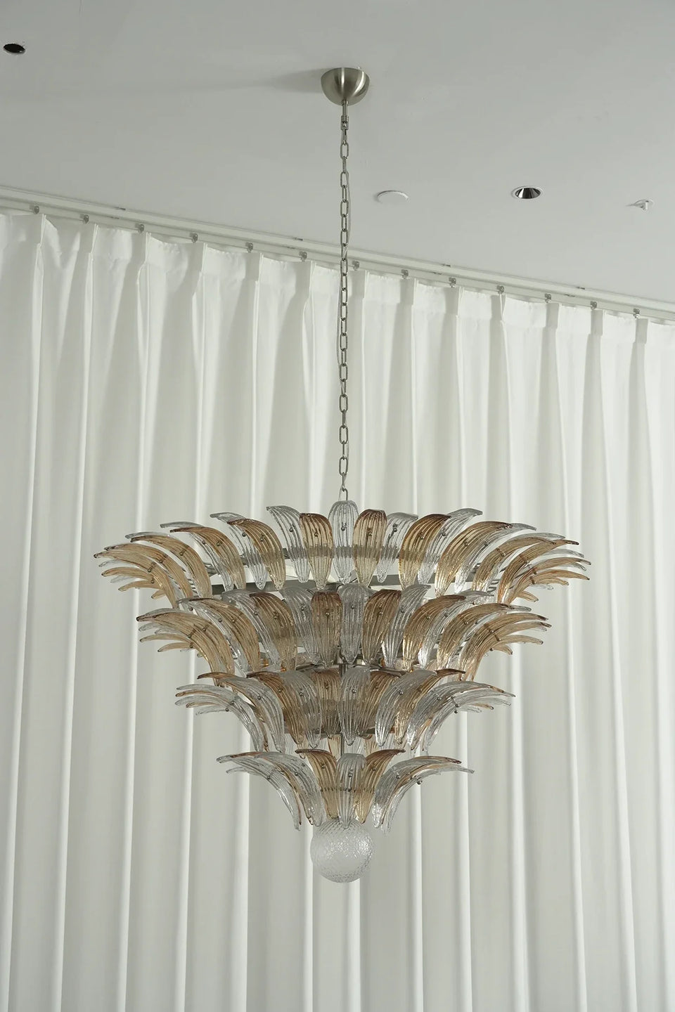 Sabal Amber Clear Glass Palm Leaf Chandelier
