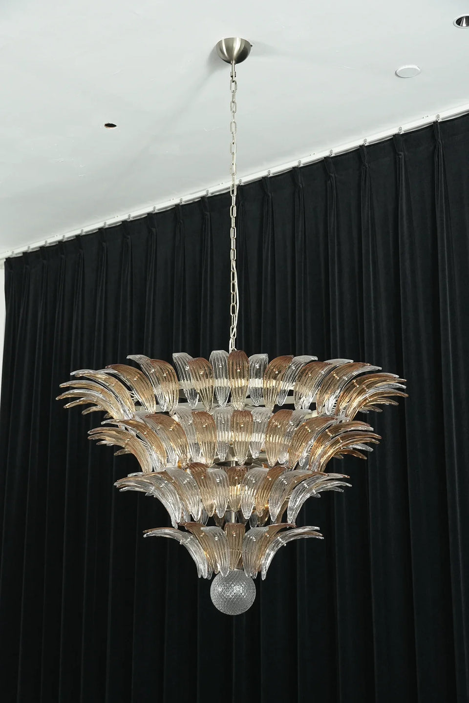 Sabal Amber Clear Glass Palm Leaf Chandelier