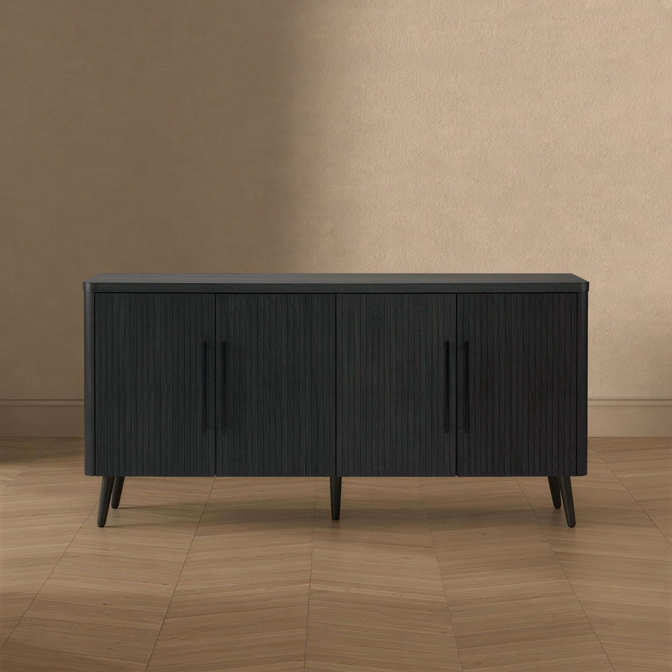Jodie 65" Fluted Sideboard in Charcoal Gray - lifestyle   front
