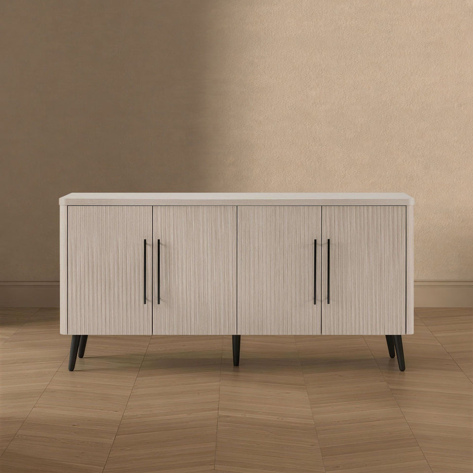 Jodie 65" Fluted Sideboard in Whitewashed Oak - lifestyle   front