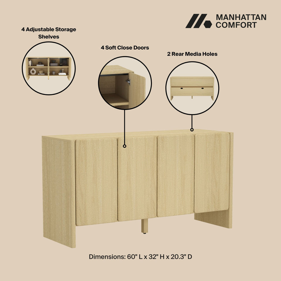 Linda 60" Sideboard in Natural Oak
