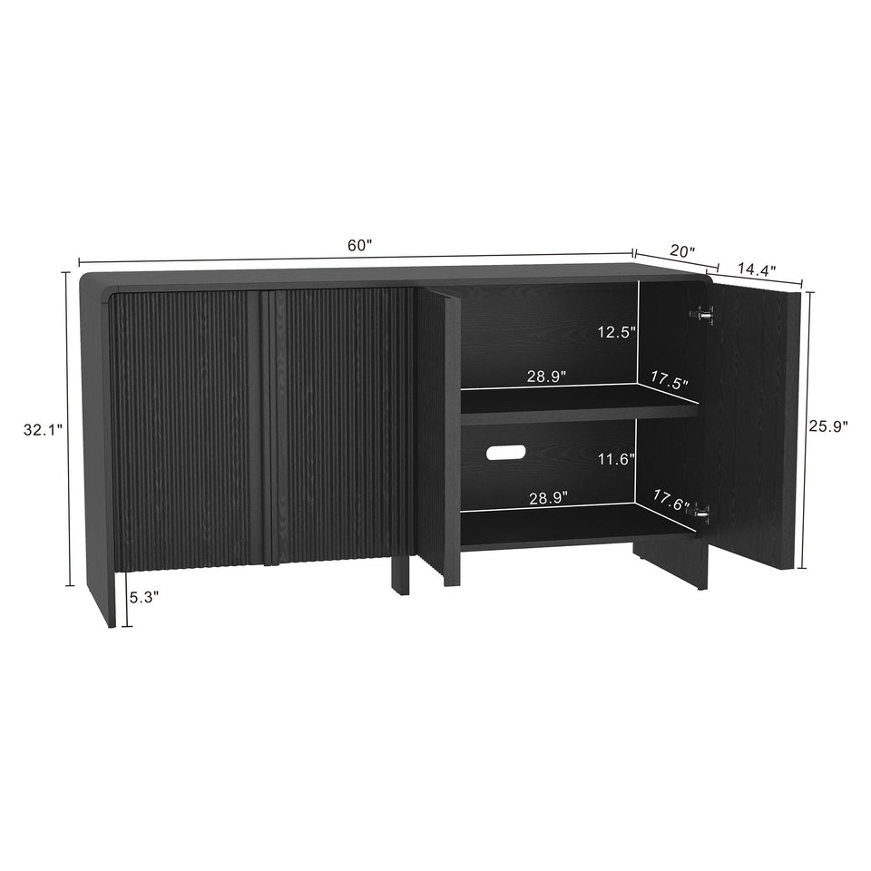 Novara 60" Sideboard in Black (4-Door)