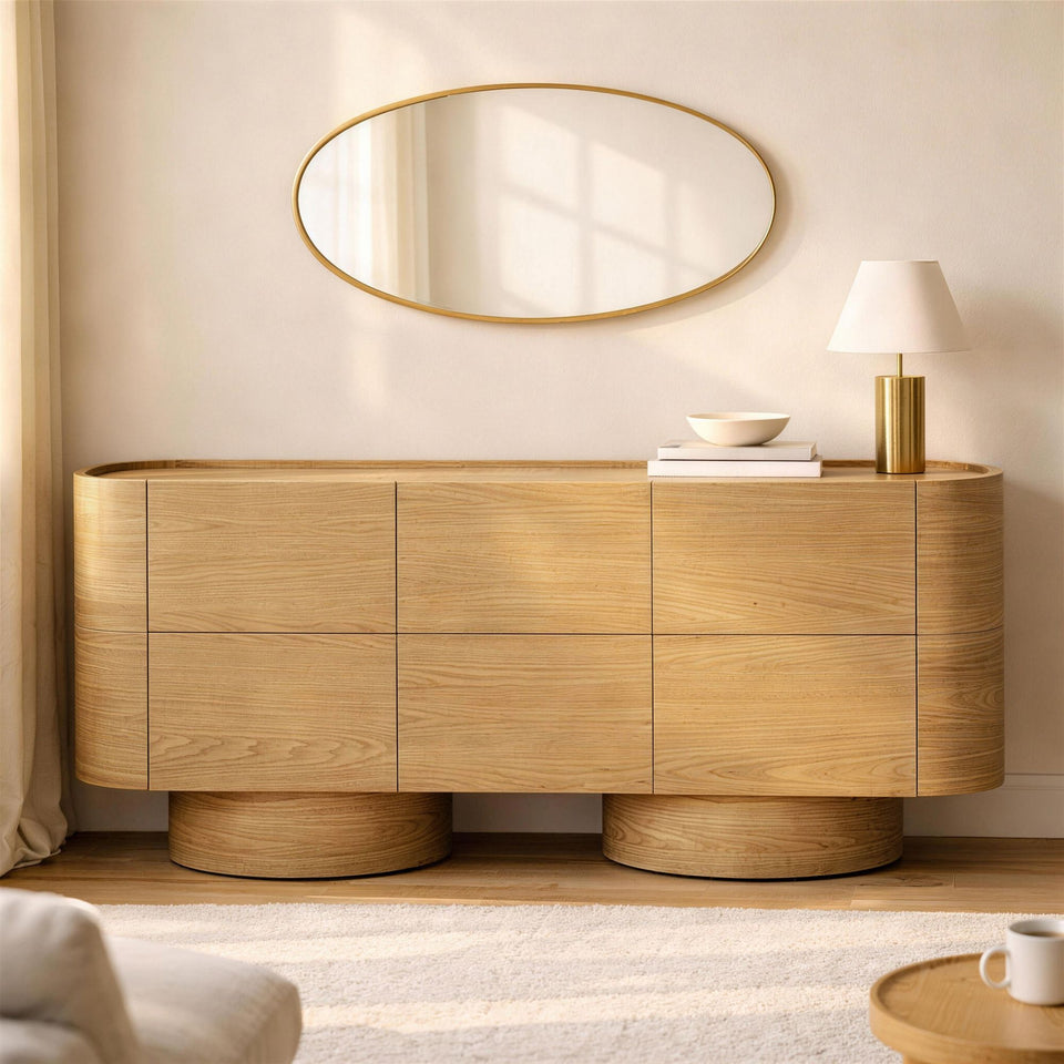 Solis 72" Solid Wood Sideboard in Natural (3-Door)