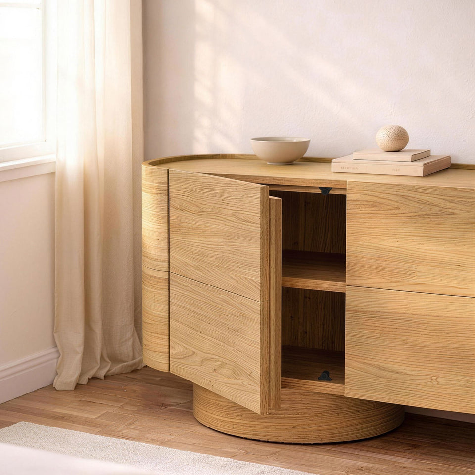 Solis 72" Solid Wood Sideboard in Natural (3-Door)