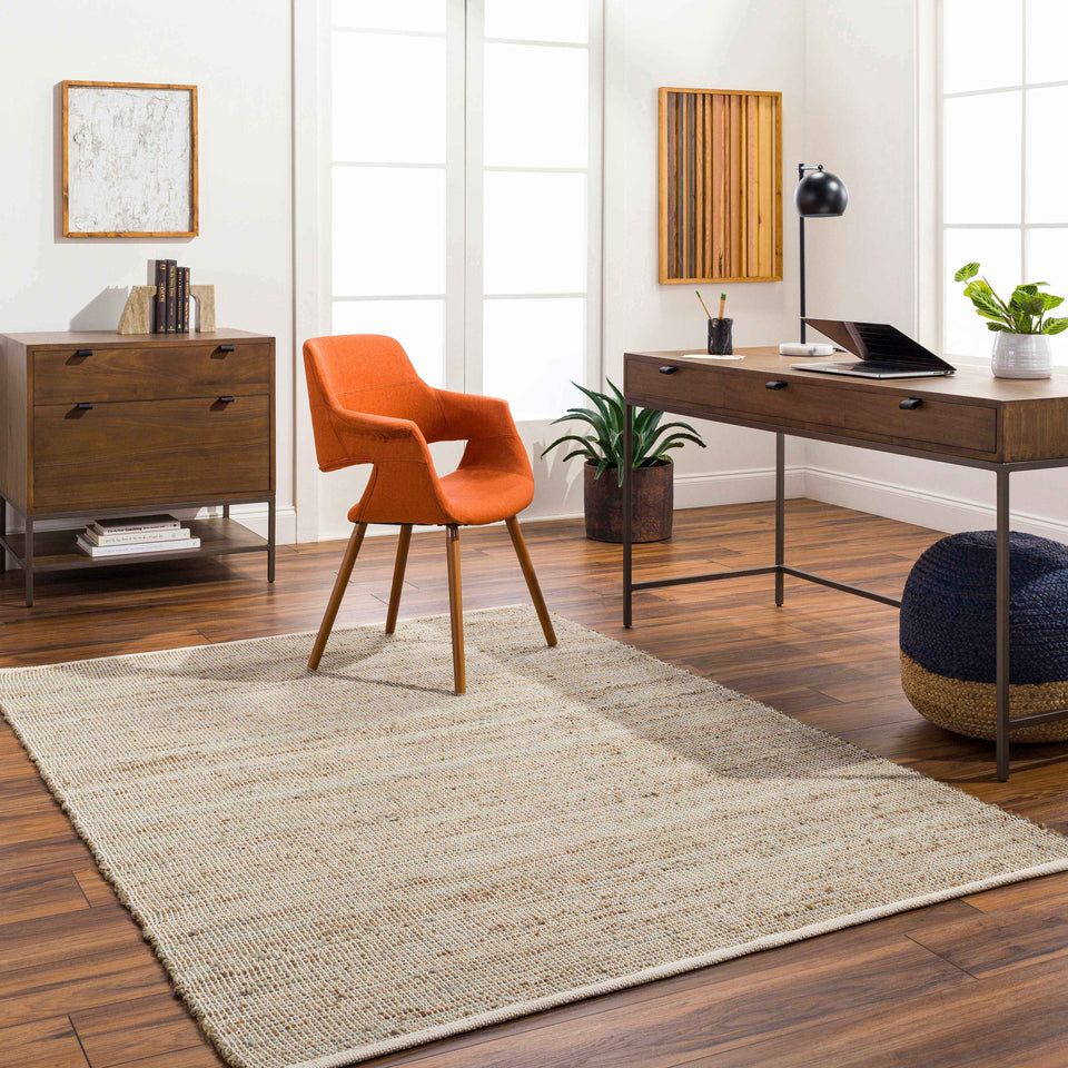 Byrne Beige & Green Jute Rug - Clearance