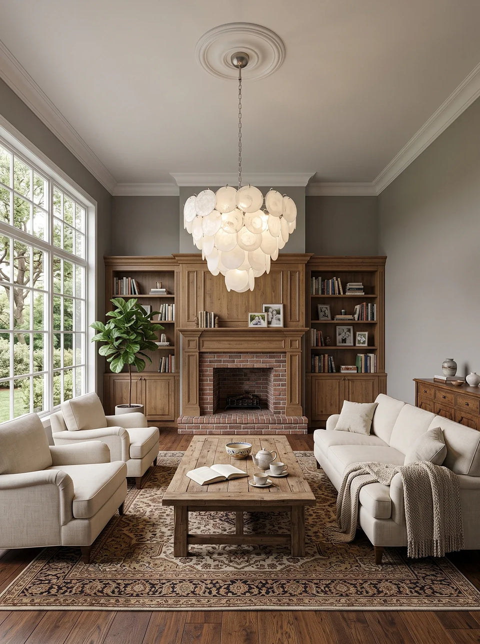 Selene White Swirl Disc Chandelier