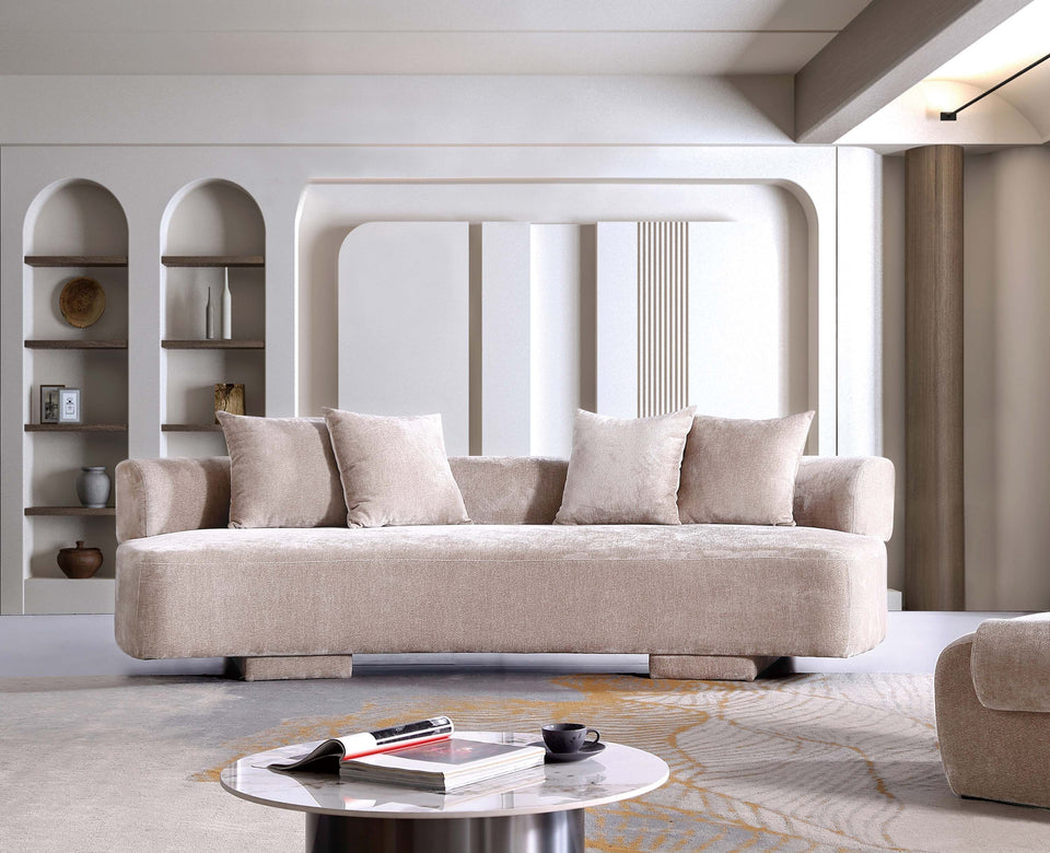Verandah 112 inch Chenille Sofa in Beige