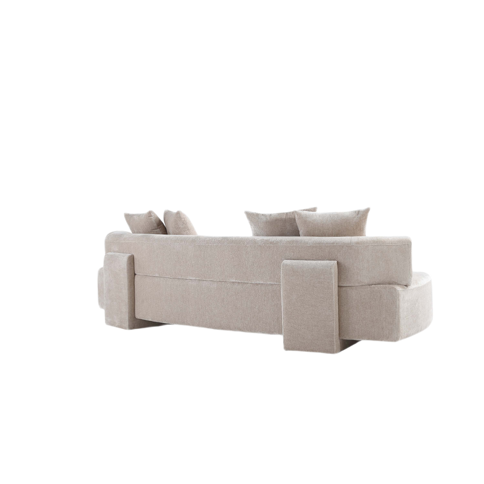 Verandah 112 inch Chenille Sofa in Beige