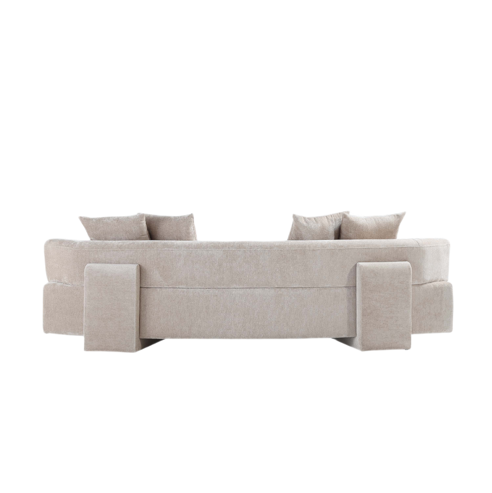 Verandah 112 inch Chenille Sofa in Beige