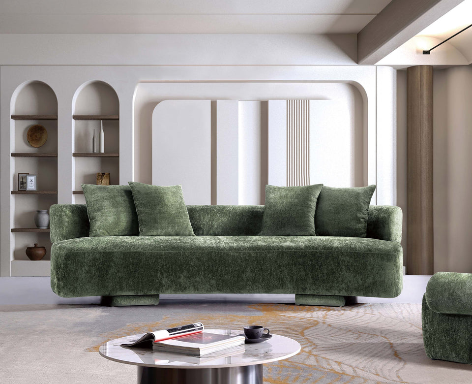 chenille sofa - front view