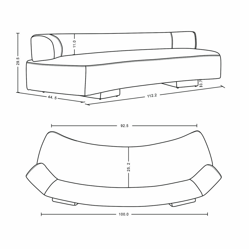 chenille sofa - side angle view