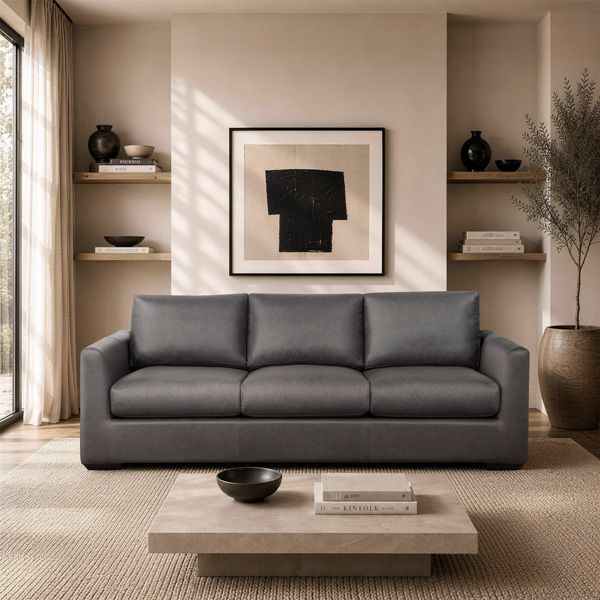 Cleo 96 inch Upholstered Sofa in Pewter - lifestyle