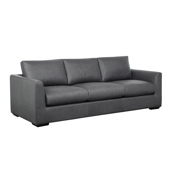 Cleo 96 inch Upholstered Sofa in Pewter - white background   angled