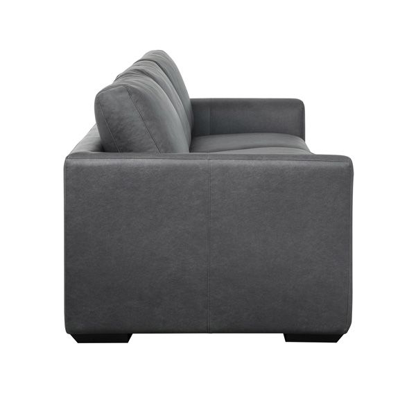 Cleo 96 inch Upholstered Sofa in Pewter - white background   side