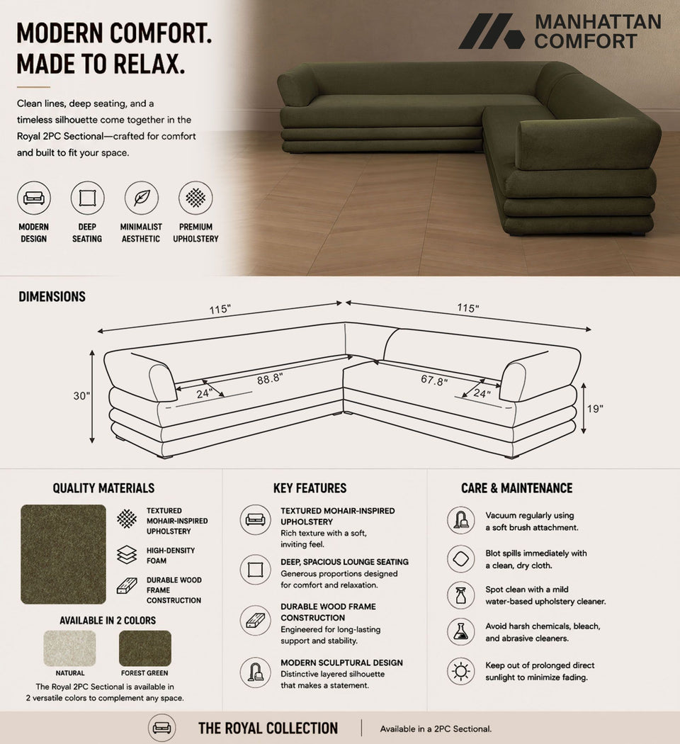Green sectional sofa - back view