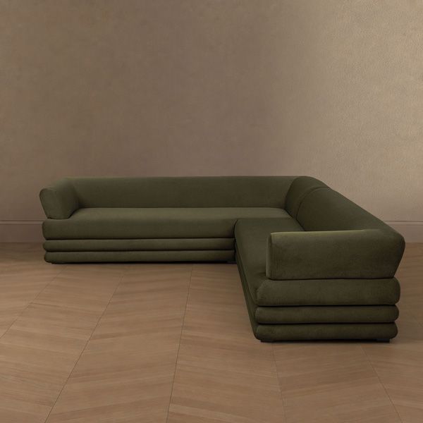 Green sectional sofa - front view