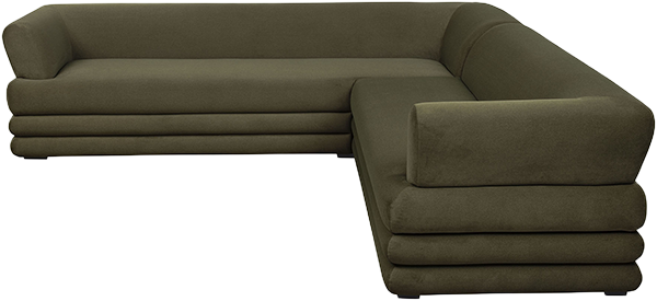 Green sectional sofa - side angle view