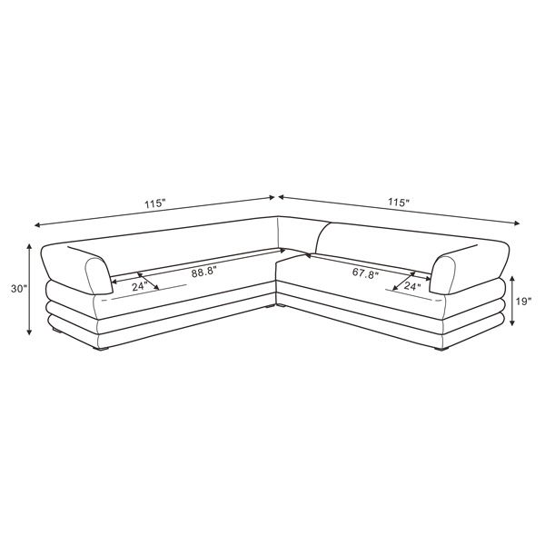 Green sectional sofa - detail view