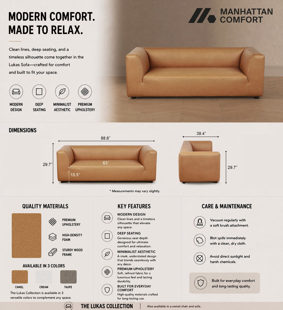 upholstered sofa - side angle view
