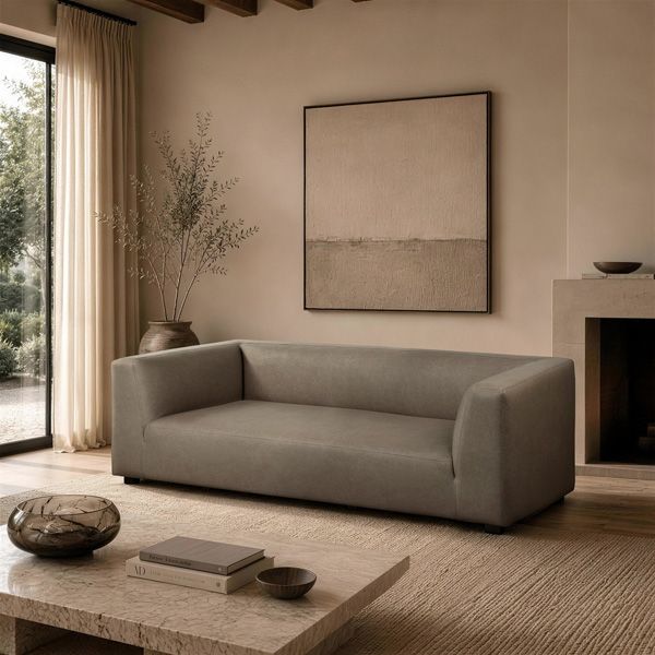 Lukas 89 inch Upholstered Sofa in Taupe - lifestyle