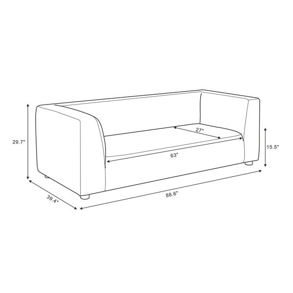 upholstered sofa - back view