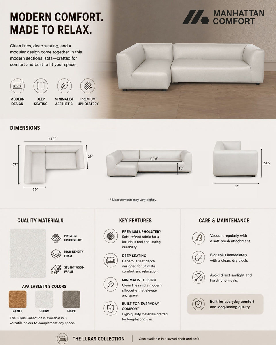 sectional sofa - side angle view
