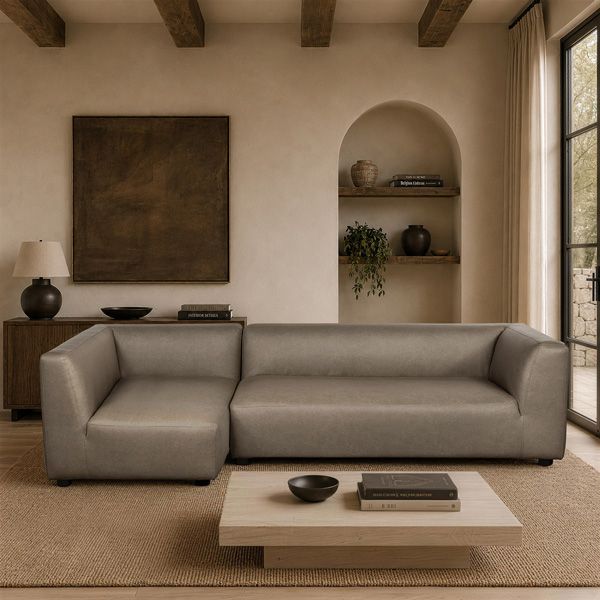 Lukas 118 inch Left-Facing Sectional Sofa in Taupe - lifestyle