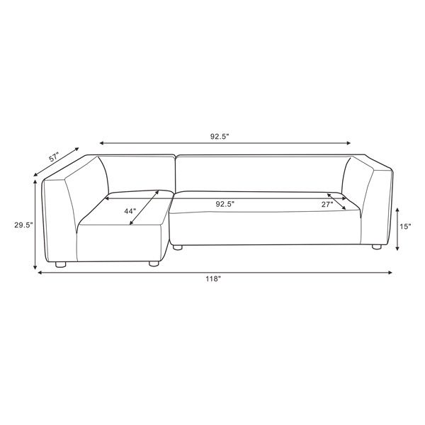 sectional sofa - back view