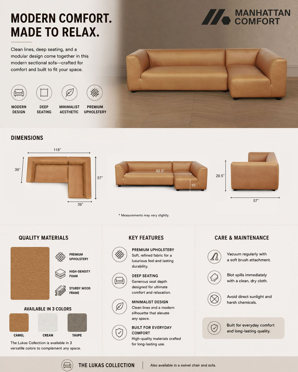 sectional sofa - side angle view