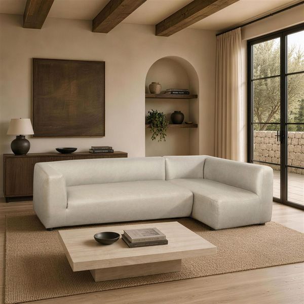 Lukas 118 inch Right-Facing Sectional Sofa in Cream - lifestyle