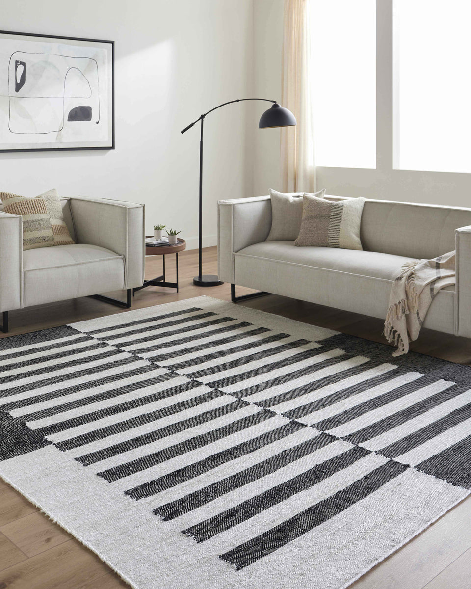 Soren Black&White Jute Area Rug
