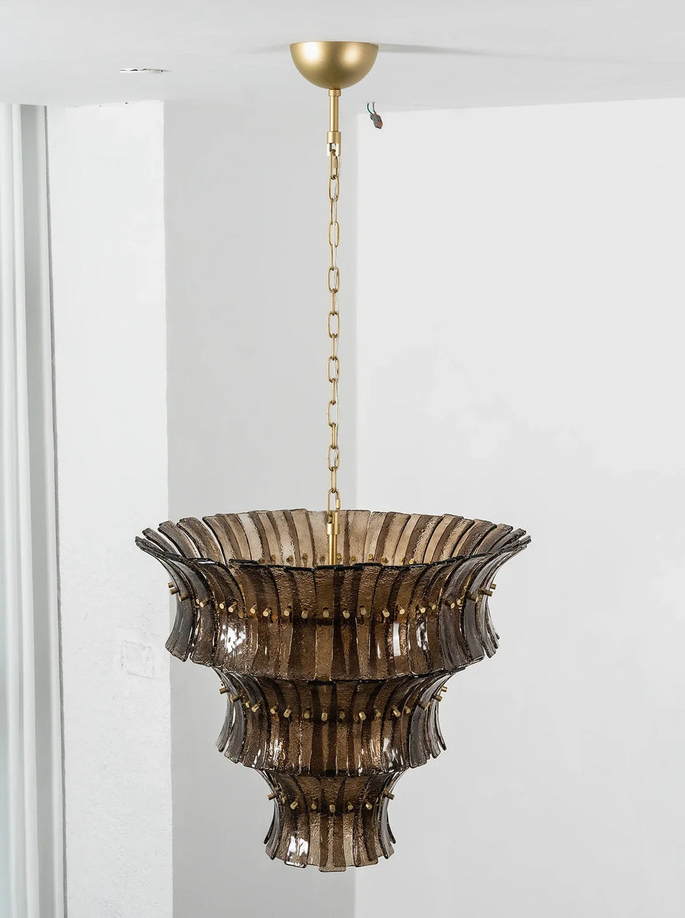 Smoke Gray Calyra Tiered Glass Chandelier