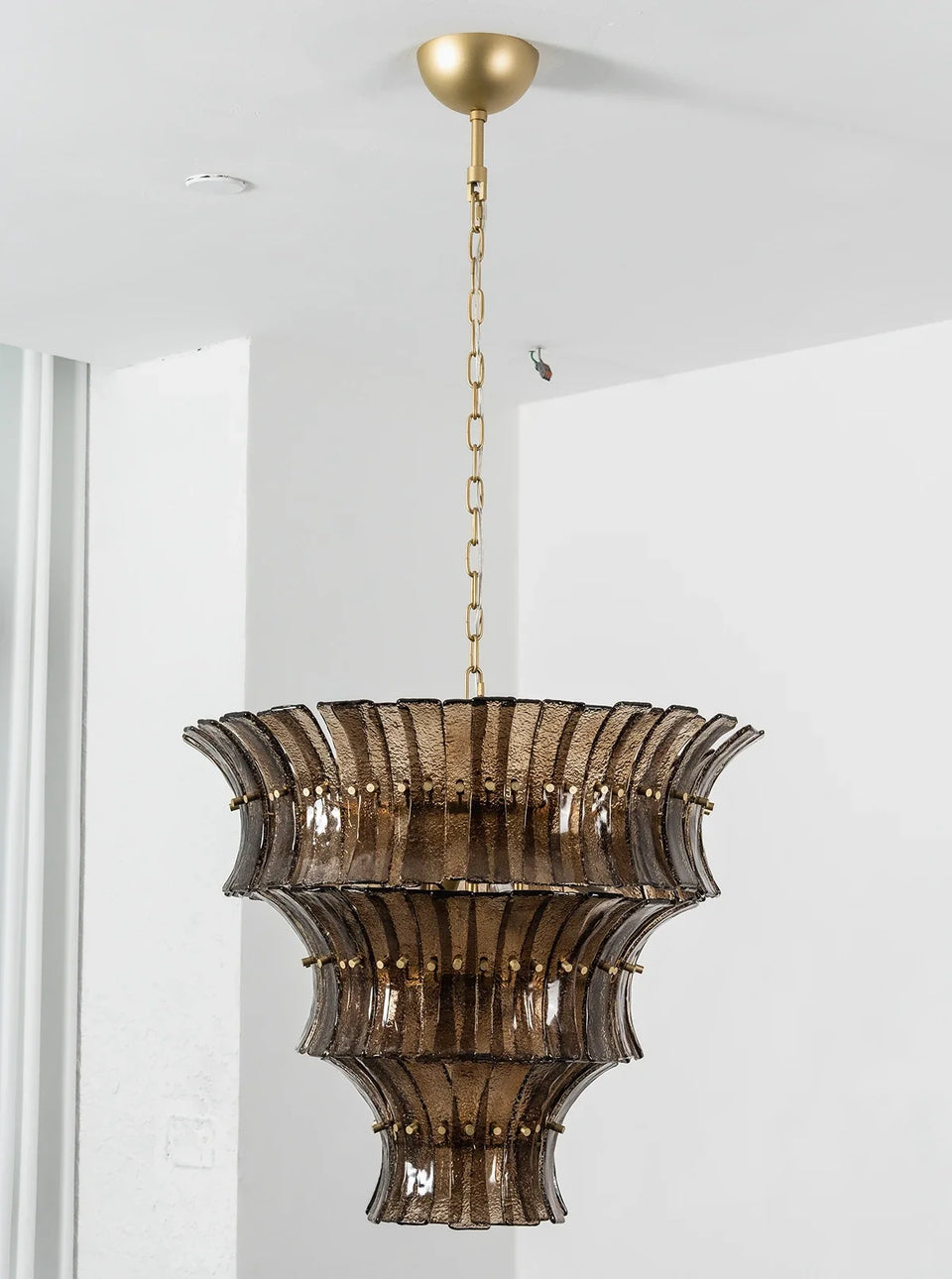 Smoke Gray Calyra Tiered Glass Chandelier