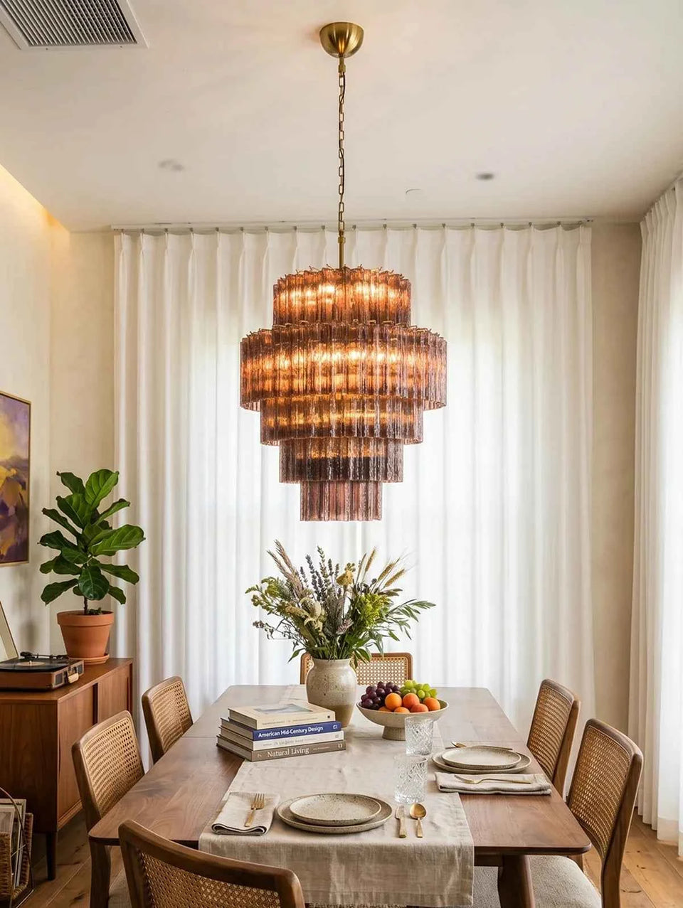 glass chandelier - side angle view