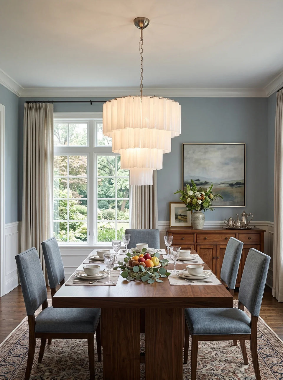 glass chandelier - side angle view