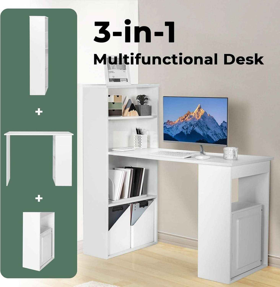 Space-Saving 48 Inch Computer Desk with Bookshelf