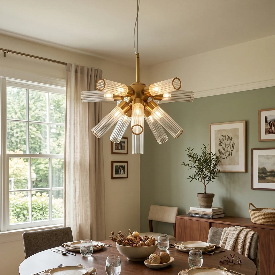 Gold & White chandelier - side angle view